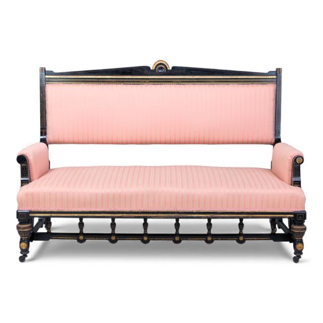 Lambs of Manchester, W. J. Estall. Aesthetic Movement Ebonized Settee