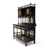 Gillow and Co. – Aesthetic Movement Side Cabinet with Painted Floral Panels - Thumbnail 3