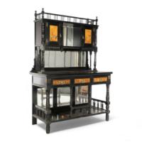 Gillow and Co. – Aesthetic Movement Side Cabinet with Painted Floral Panels - Thumbnail 1