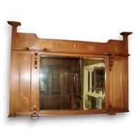 Arts and Crafts, c.1900 Oak Inlaid Overmantel