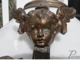 A Period Brass Light Fitting with Winged Cherubs - Thumbnail 4