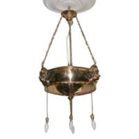A Good Quality Pair of Glasgow School Brass Ceiling Lights with Winged Angels Faces