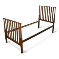 An Oak Arts & Crafts 3' Bed with Slatted Head & Footboards