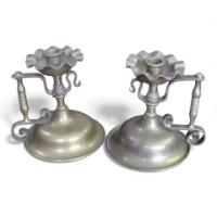 A Fantastic Quality Pair of Arts & Crafts Hand Made Heavy Gage Brass Chambersticks