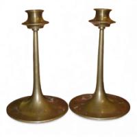 Dryad of Leicester – Pair of Brass Candlesticks