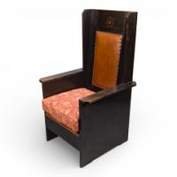 M. H. Baillie Scott – Arts and Crafts Ebonised Oak Armchair with Mother-of-Pearl Inlay