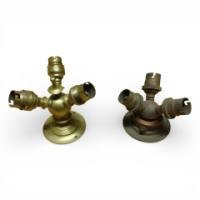 Two Small Brass Three-branch Ceiling Lights