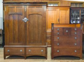 E G Punnett Attributed for William Birch – Arts and Crafts Oak Bedroom Suite  - Thumbnail 2