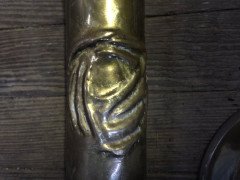 Margaret Gilmour. An exceptional and large Glasgow School brass wall clock - Thumbnail 13