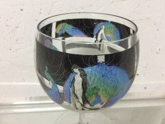 Vedar. A wine glass with hand painted enamelling of a naked lady amongst Peacocks - Thumbnail 7