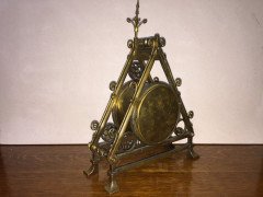 Bruce Talbert. A Reformed Gothic brass triform mantel timepiece - Thumbnail 5