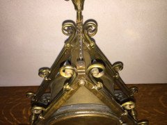 Bruce Talbert. A Reformed Gothic brass triform mantel timepiece - Thumbnail 8
