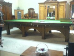 A rare Arts and Crafts oak snooker table - Thumbnail 2