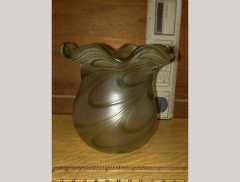 Arts and Crafts, c.1910 Pair of Hand Blown Green Swirl Glass Shades - Thumbnail 8