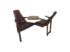 A superbly designed 'Danish style' teak duet seat for lovers of chess - Thumbnail 1