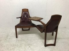 A superbly designed 'Danish style' teak duet seat for lovers of chess - Thumbnail 2