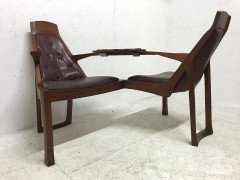 A superbly designed 'Danish style' teak duet seat for lovers of chess - Thumbnail 5