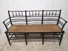 Morris and Co. A rare and exceptional museum quality ebonised Sussex three seat settee - Thumbnail 2