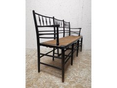 Morris and Co. A rare and exceptional museum quality ebonised Sussex three seat settee - Thumbnail 6