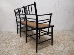 Morris and Co. A rare and exceptional museum quality ebonised Sussex three seat settee - Thumbnail 10