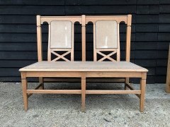 Wylie and Lochhead (attributed). Three Arts Crafts Matching Oak Settles with Shaped Back - Thumbnail 2