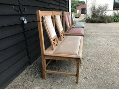 Wylie and Lochhead (attributed). Three Arts Crafts Matching Oak Settles with Shaped Back - Thumbnail 4