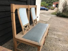 Wylie and Lochhead (attributed). Three Arts Crafts Matching Oak Settles with Shaped Back - Thumbnail 5