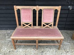 Wylie and Lochhead (attributed). Three Arts Crafts Matching Oak Settles with Shaped Back - Thumbnail 8
