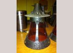 A Good Set of Three Arts & Crafts Hand Hammered Conical Shaped Ceiling Lights - Thumbnail 7