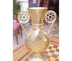 A W N Pugin. A pair of Gothic Revival brass flower vases engraved 'St Mary's Parish' - Thumbnail 4