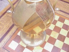 A W N Pugin. A pair of Gothic Revival brass flower vases engraved 'St Mary's Parish' - Thumbnail 8