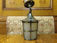 A little Arts and Crafts copper lantern with frosted glass - Thumbnail 1