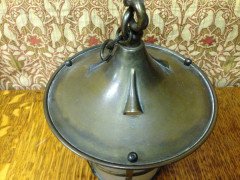 A little Arts and Crafts copper lantern with frosted glass - Thumbnail 3