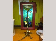 WAS Benson. An Arts and Crafts brass four leg table lamp - Thumbnail 2