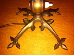 WAS Benson. An Arts and Crafts brass four leg table lamp - Thumbnail 5