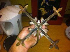 WAS Benson. An Arts and Crafts brass four leg table lamp - Thumbnail 6