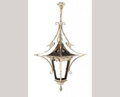 An Arts and Crafts hand wrought iron lantern - Thumbnail 1