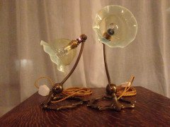 WAS Benson. A rare pair of swan shaped table lights with mistletoe leaf and berry bases. - Thumbnail 6