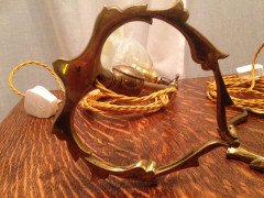 WAS Benson. A rare pair of swan shaped table lights with mistletoe leaf and berry bases. - Thumbnail 7