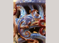 A colourful 1930's pottery lamp - Thumbnail 7