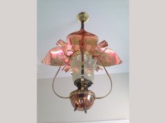 WAS Benson. A rare copper and brass lantern with large reflector in the shape of petals - Thumbnail 1