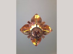 WAS Benson. A rare copper and brass lantern with large reflector in the shape of petals - Thumbnail 7