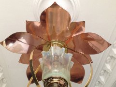 WAS Benson. A rare copper and brass lantern with large reflector in the shape of petals - Thumbnail 3