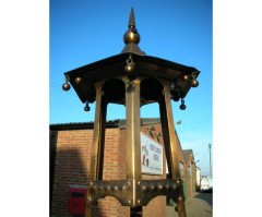 Arthur Simpson. A rare Arts and Crafts hatstand with a copper lantern to the top - Thumbnail 4