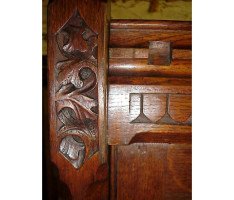 A W N Pugin for J G Crace. An important Gothic Revival oak treble wardrobe of superior quality - Thumbnail 9