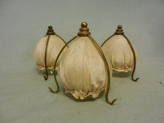 WAS Benson. A rare set of three shades with original silk coverings - Thumbnail 1