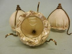 WAS Benson. A rare set of three shades with original silk coverings - Thumbnail 2