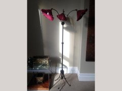 WAS Benson. A rare three branch adjustable standard lamp with extending and inverting shades - Thumbnail 2