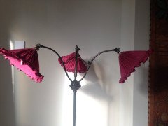 WAS Benson. A rare three branch adjustable standard lamp with extending and inverting shades - Thumbnail 3