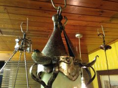 An Arts and Crafts silver plated lantern with floral Vaseline shade. - Thumbnail 10